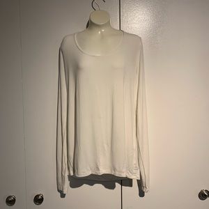 Elie Tahari Women Long Sleeve Pullover Blouse Top Sz Large White Round Neck